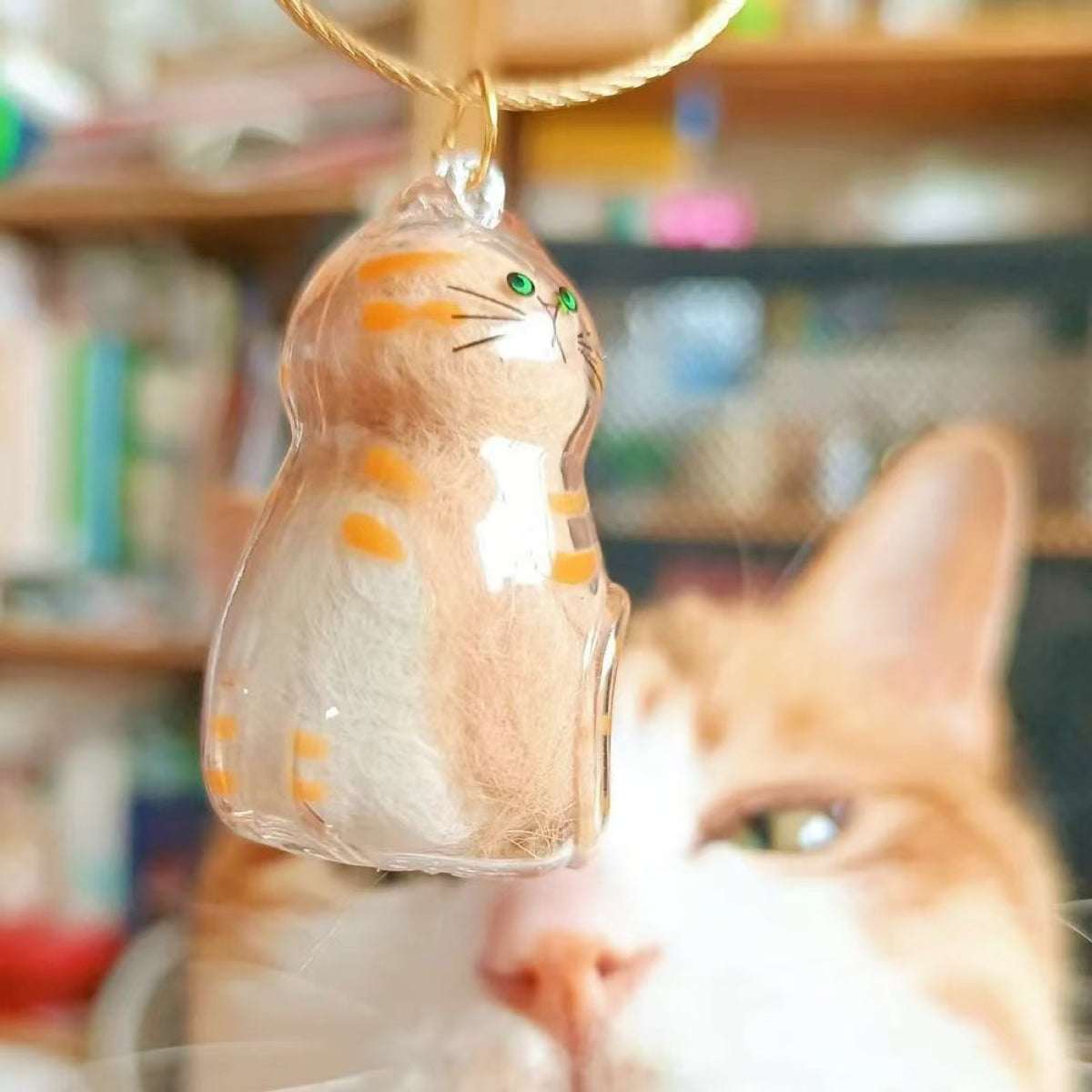 Cat Hair Storage Key Chain in daylight