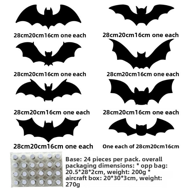 3D Glowing Halloween Bat Wall Set