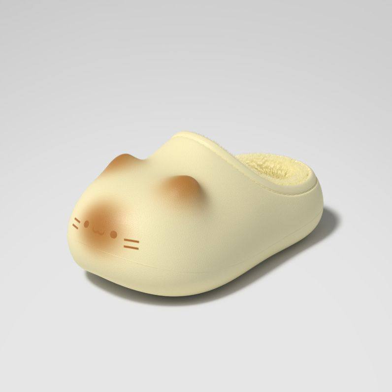 Cute Cat Tail Plush Slippers with Warm Fleece Lining