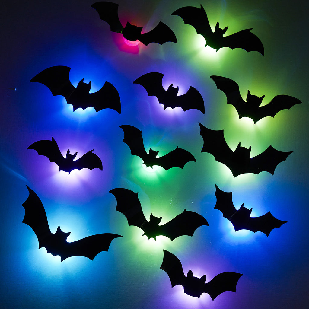 3D Glowing Halloween Bat Wall Set