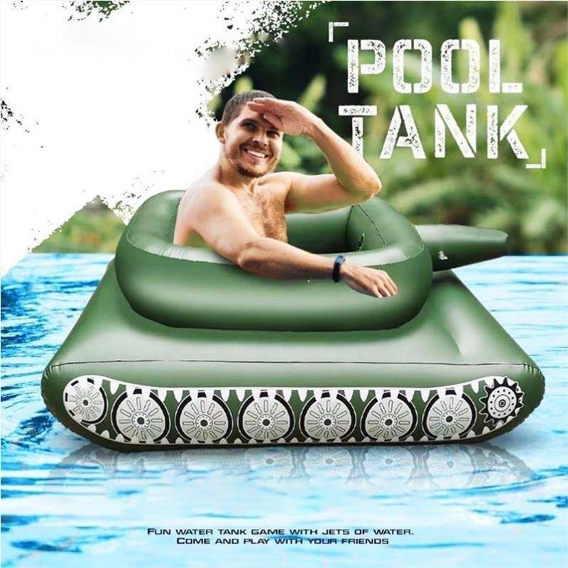 Inflatable Tank Pool Float with Water-Spraying Turret