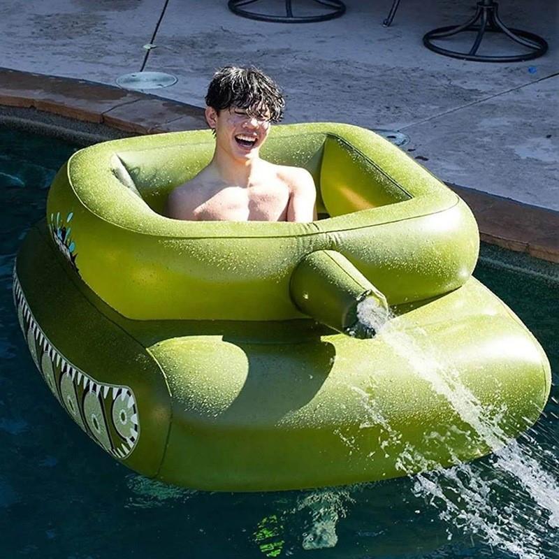 Inflatable Tank Pool Float with Water-Spraying Turret