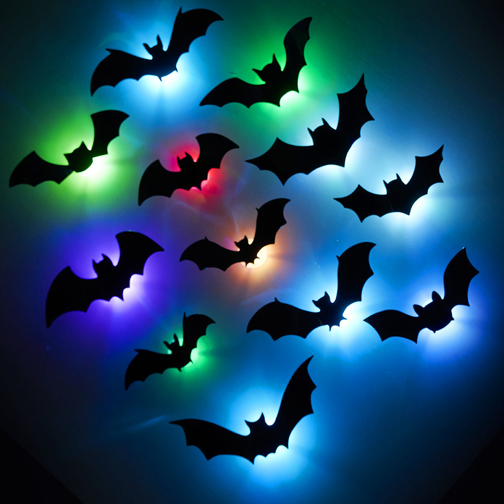 3D Glowing Halloween Bat Wall Set