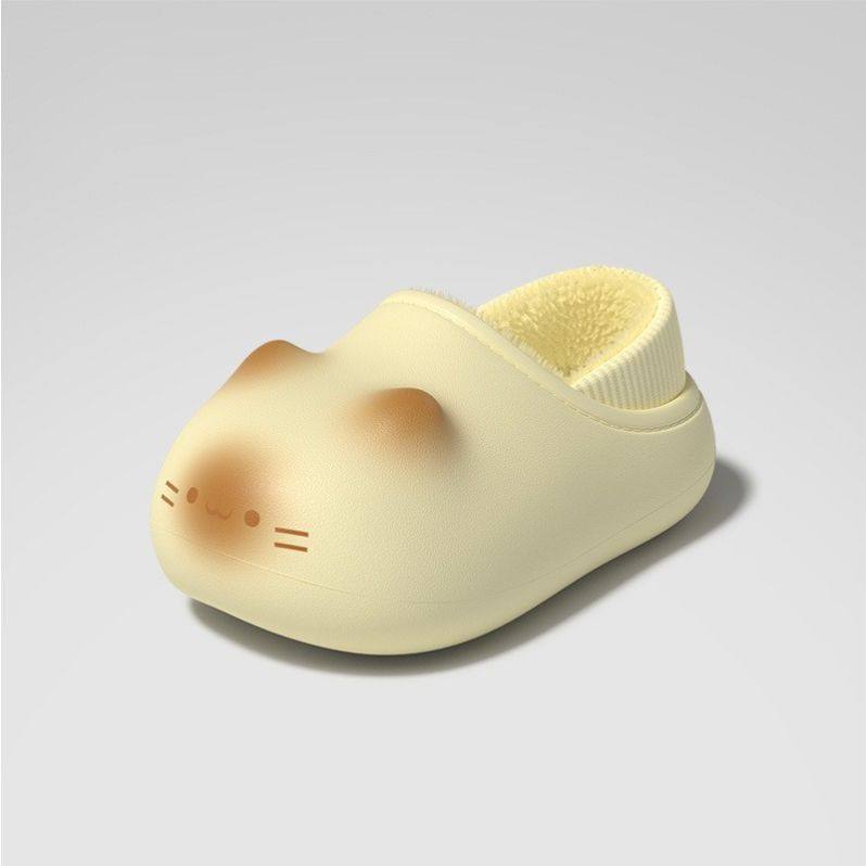 Cute Cat Tail Plush Slippers with Warm Fleece Lining