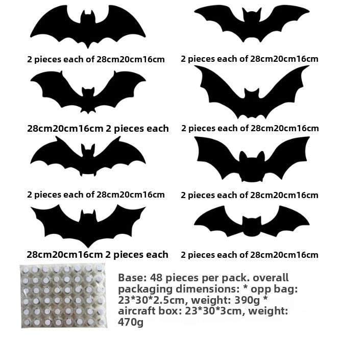 3D Glowing Halloween Bat Wall Set