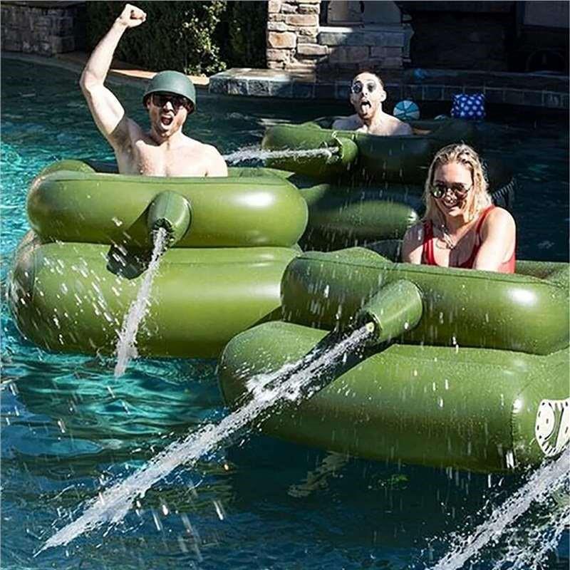 Inflatable Tank Pool Float with Water-Spraying Turret