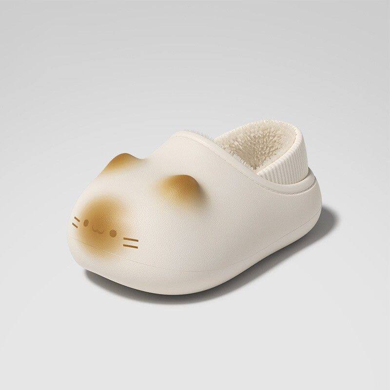 Cute Cat Tail Plush Slippers with Warm Fleece Lining