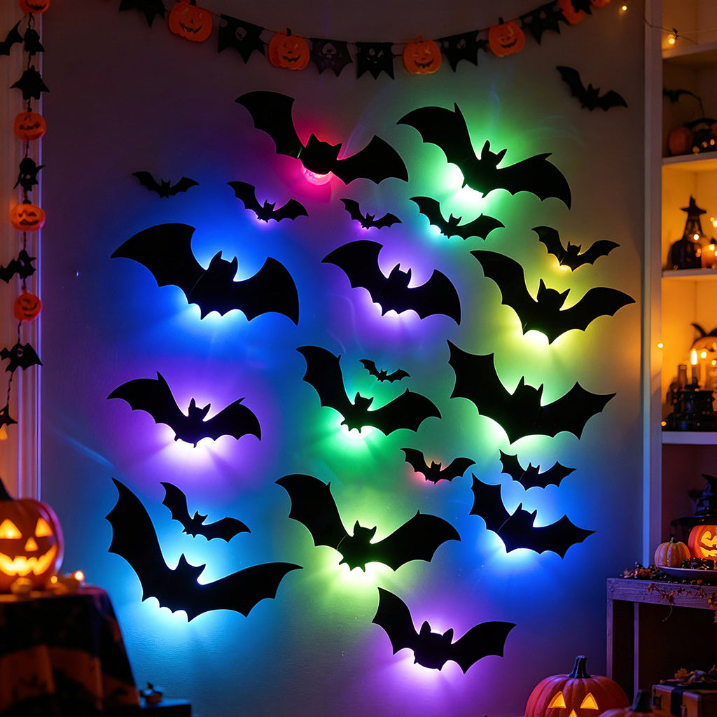 3D Glowing Halloween Bat Wall Set