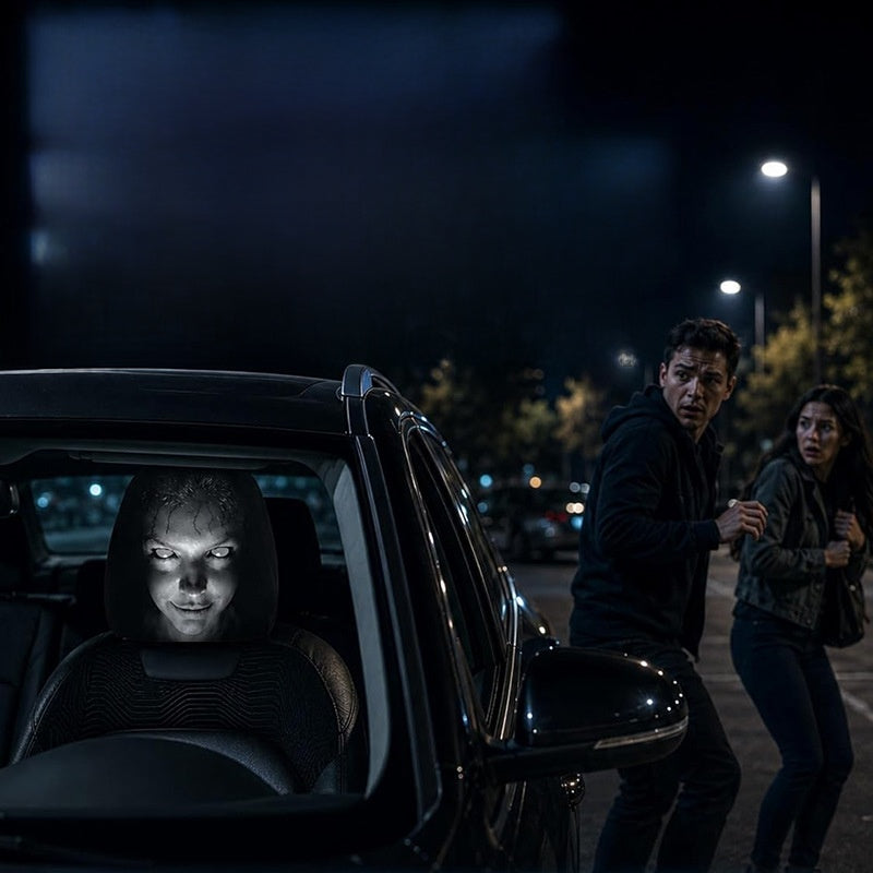 Horror Face Car Headrest Covers ? Double-Sided Set
