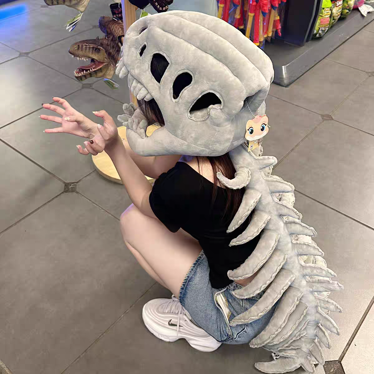 Plush Dinosaur Skeleton Costume ? Adult & Kids Sizes