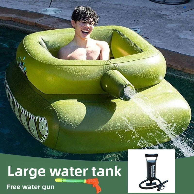 Inflatable Tank Pool Float with Water-Spraying Turret